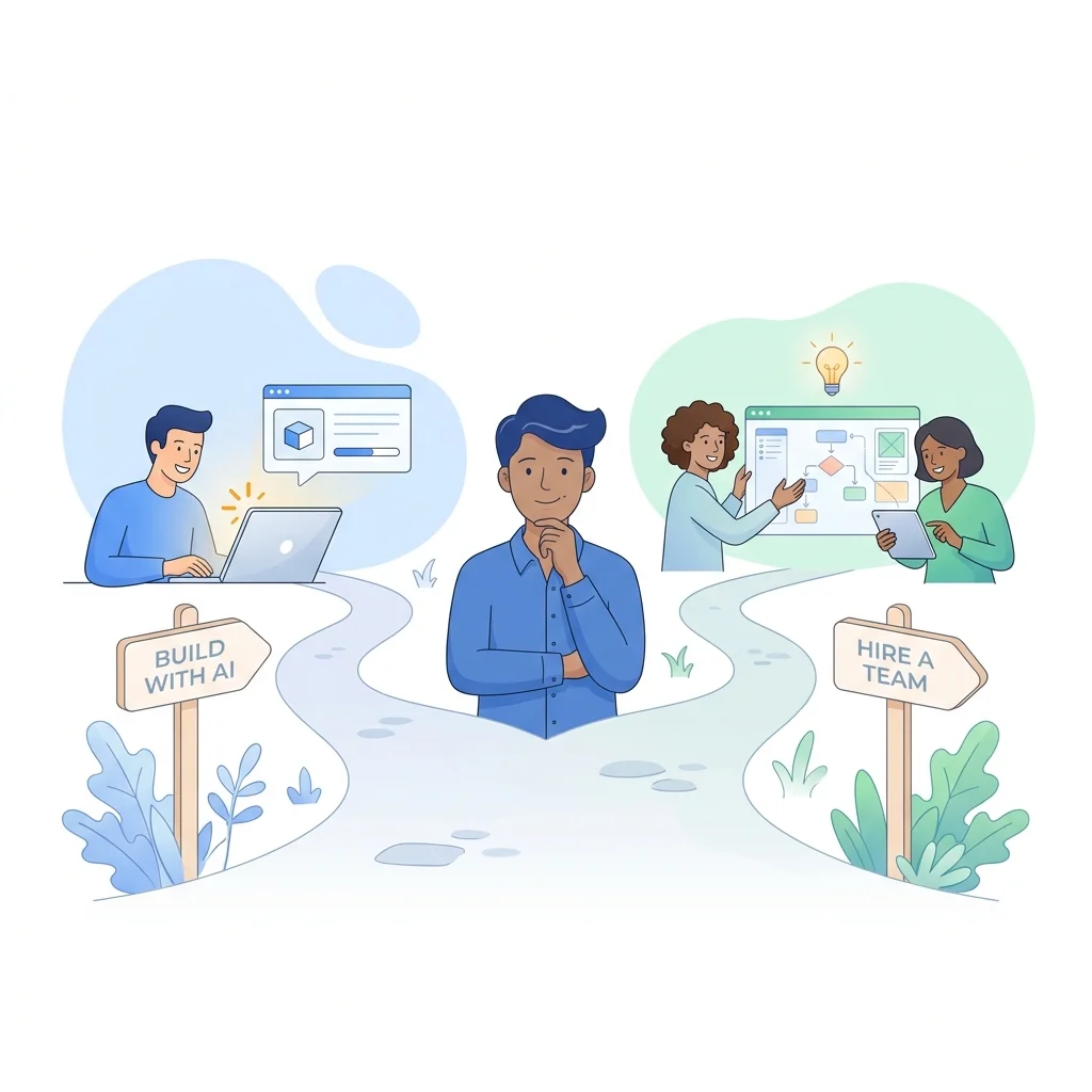 Build it yourself with AI, or hire a team? An honest decision guide for founders.